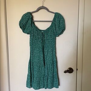 Hollister Green Floral Smocked Dress